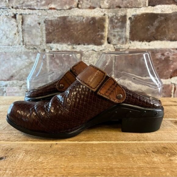 Ariat Rattan Brown Leather Woven Strap Slip On Mule Clog sz 7.5 - Picture 6 of 12